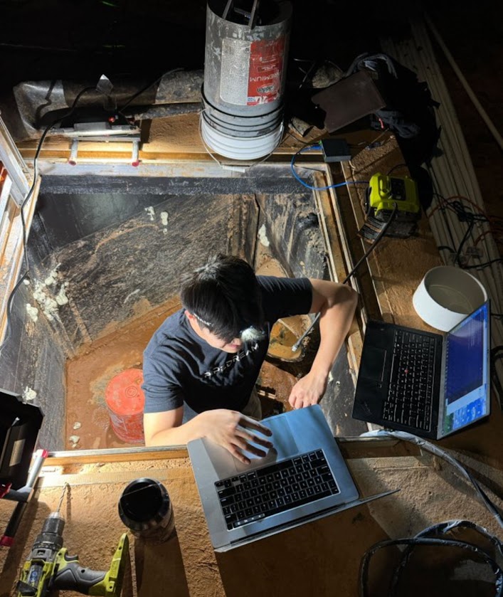 Working in robot service vault.