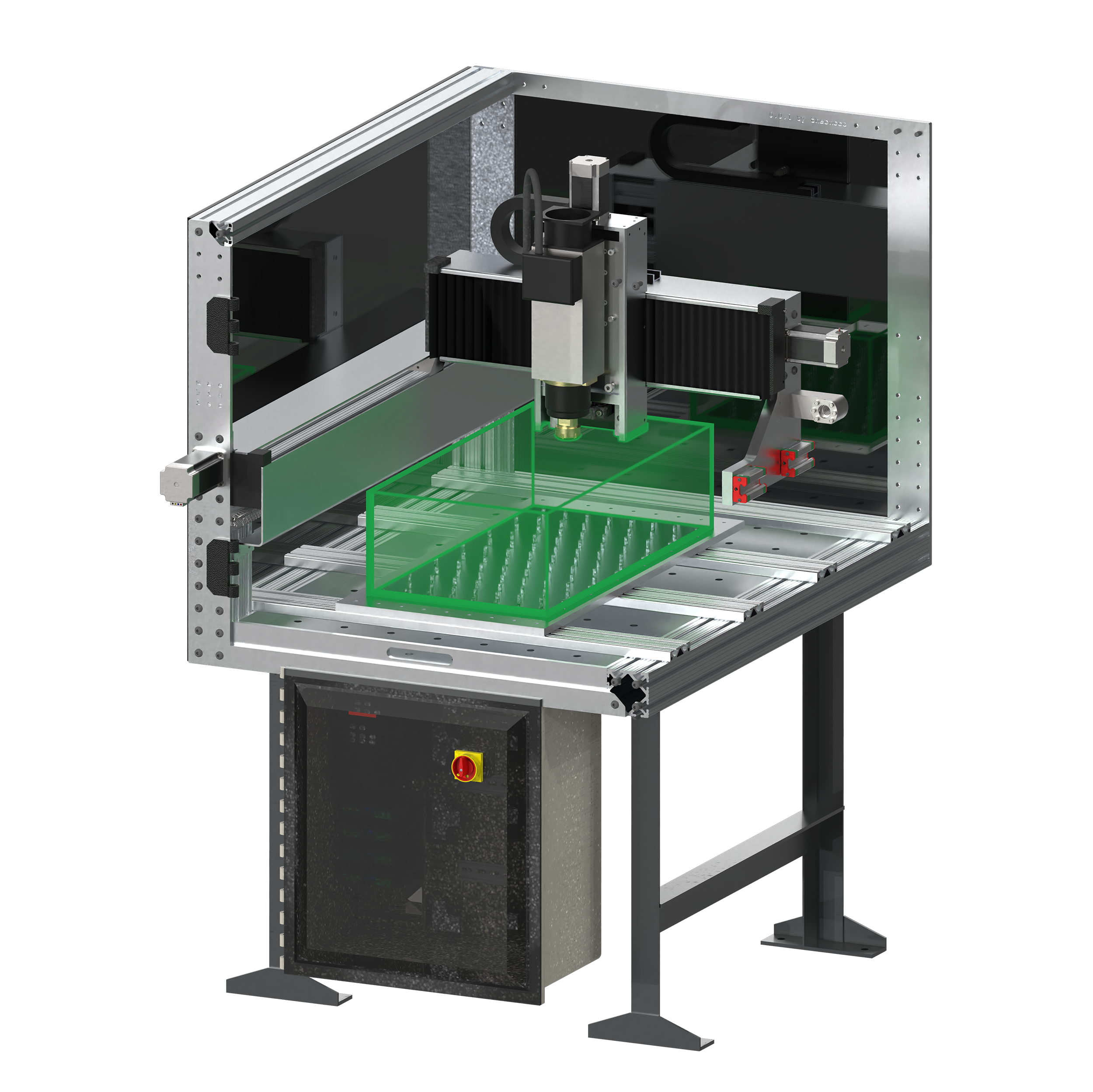 Work area of the machine.