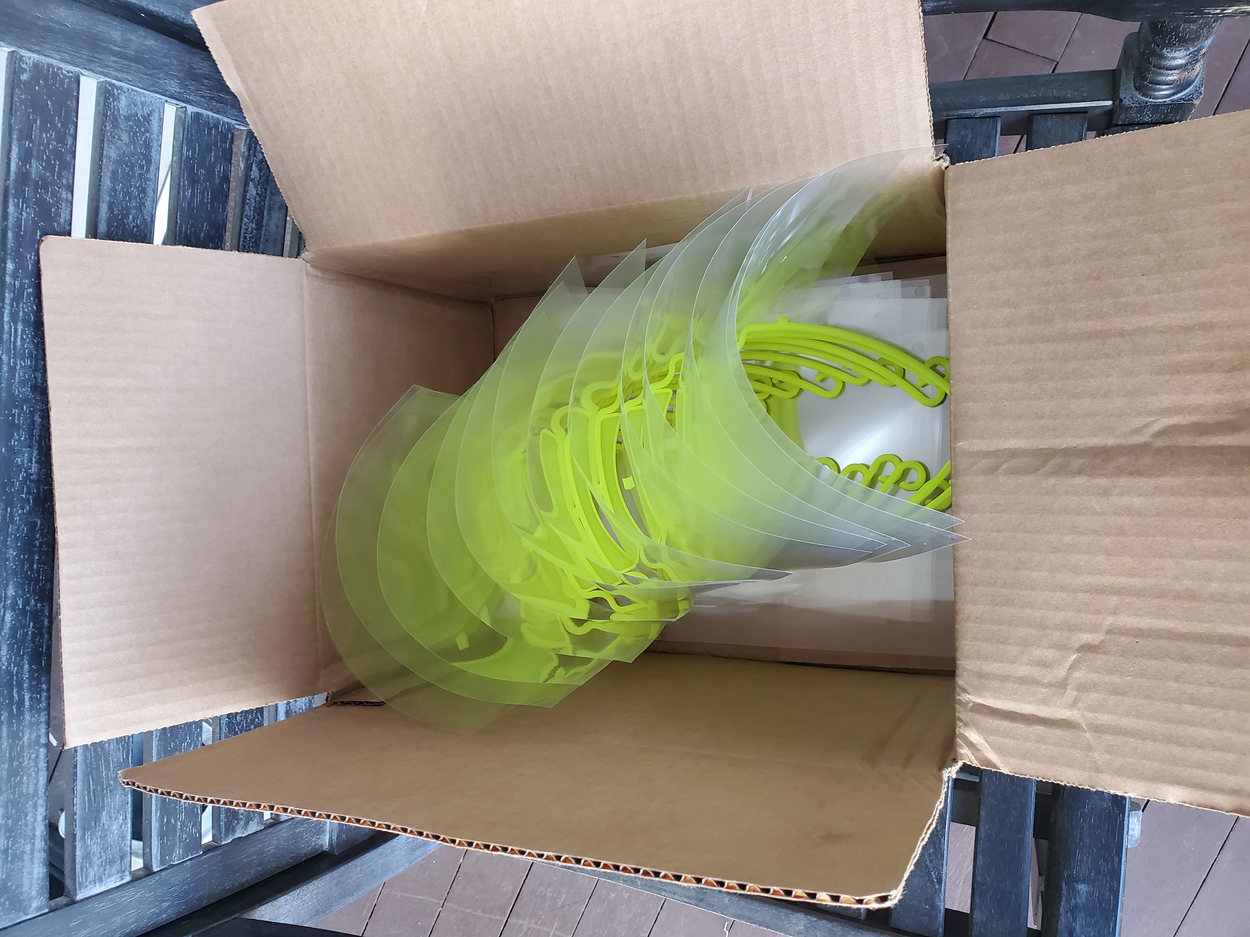 Completed shields ready for shipment.