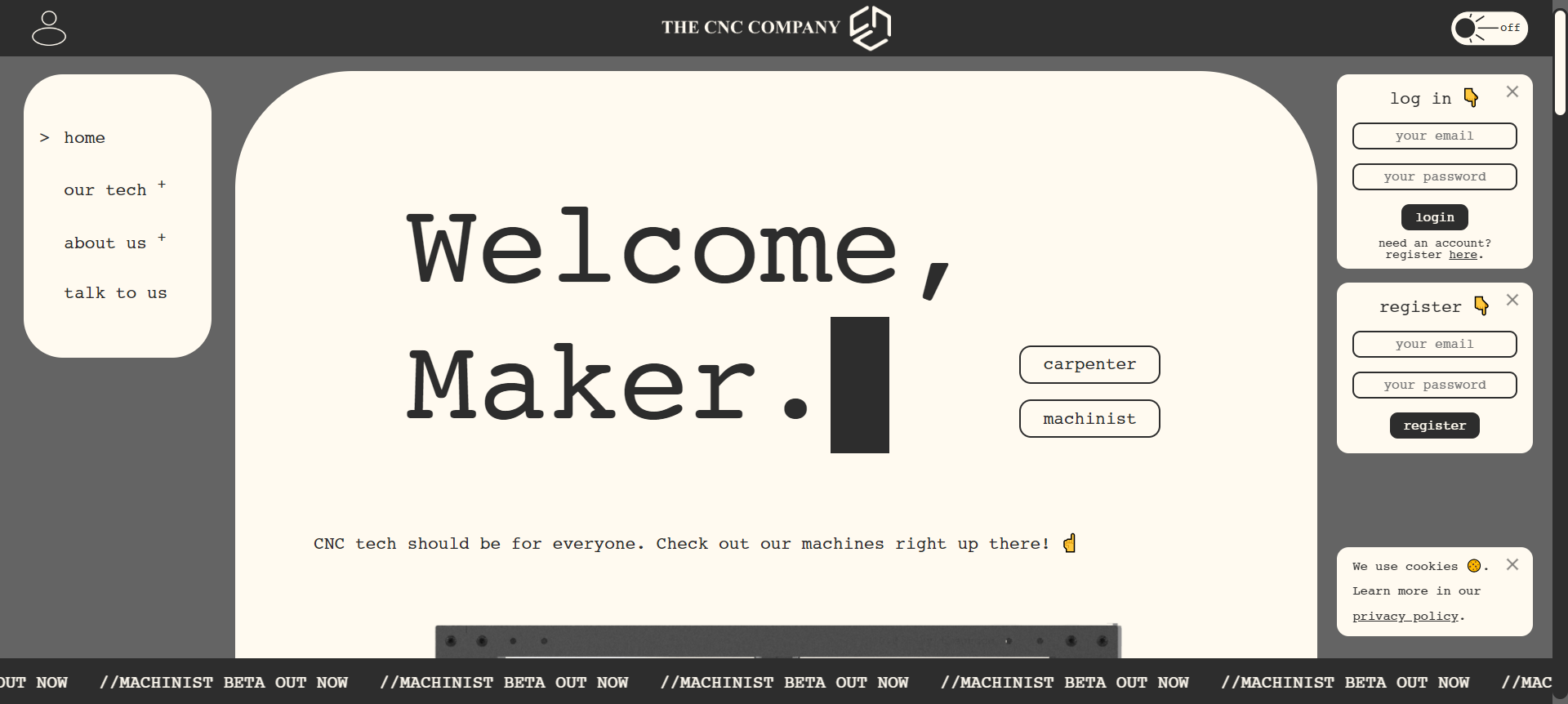 Landing page - light mode.