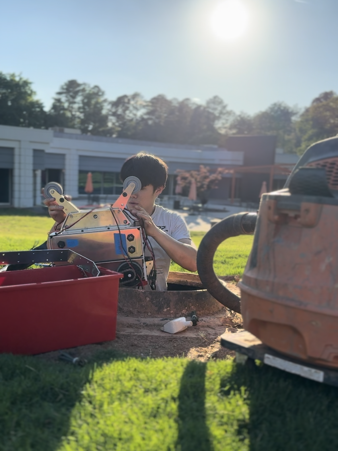 Putting robot in vault.